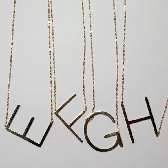 Gold Initial Pendant Necklace Letters A-Z - Picture 6 of 8